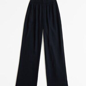 Black Abercrombie & Fitch Linen-Blend Pull-On Pant XS Long
